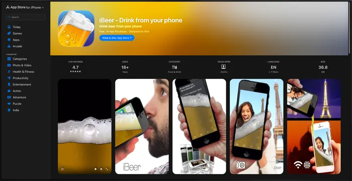 Screenshot from the iBeer app store listing